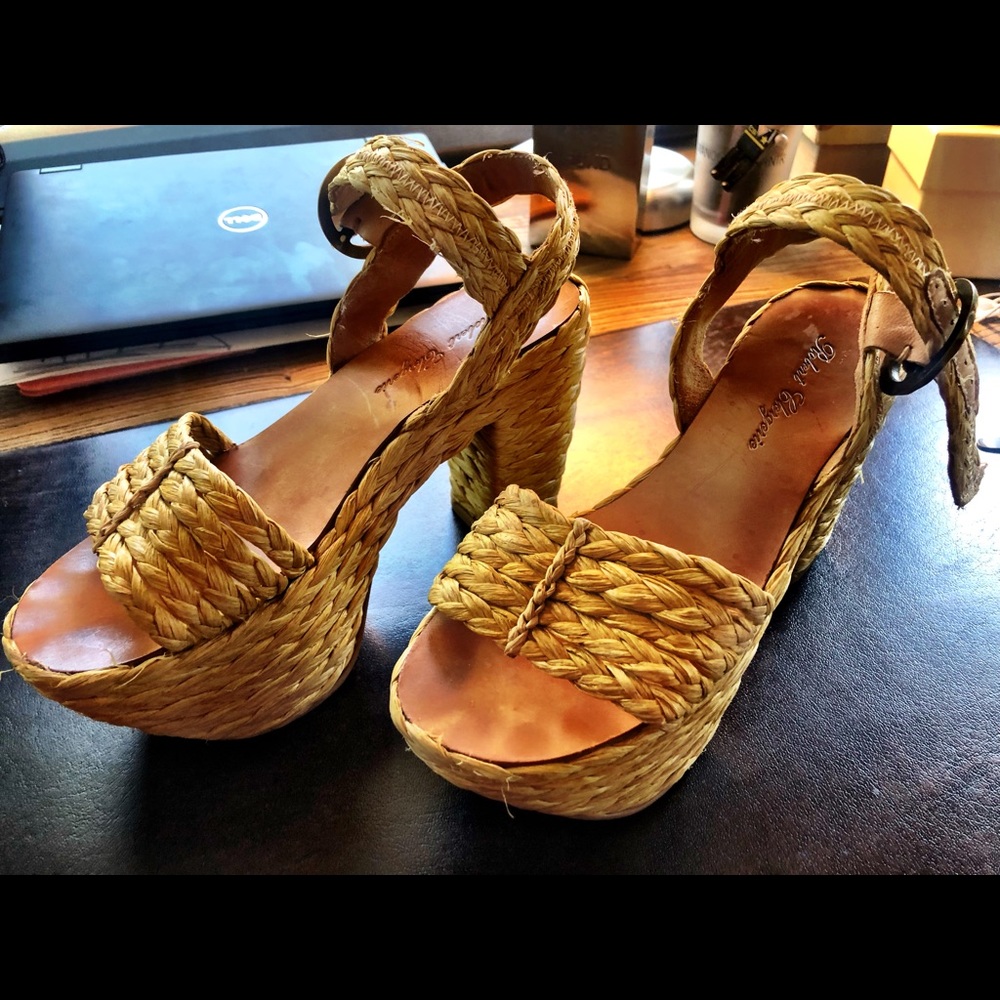 Robert Clergerie Straw Platform Wedges